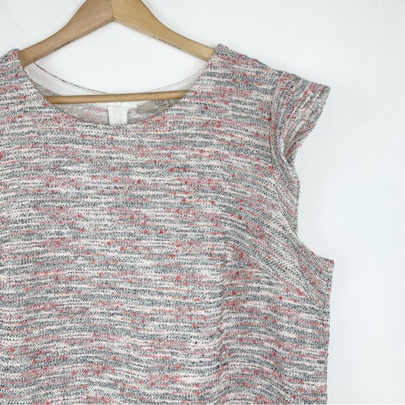 Loft Pink Tweed Boucle Shift Dress Ruffle Sleeve - Picture 5 of 10